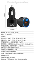 Chargeur de voiture double port USB Type-C à charge rapide QC3.0 QC4+ pour téléphone portable, ordinateur portable et appareil photo, compatible avec les modèles d'origine PD 30W 100W 160W