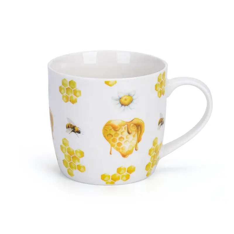 गर्म बिक्री प्यारा मधुमक्खियों डिजाइन सिरेमिक मग मधुमक्खी और शहद प्यारा चाय कॉफी मग कप