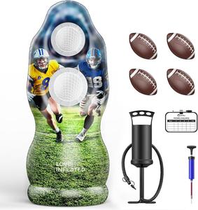 Inflatable Football Target Toss Game, Life-Sized Quarterback Practice <b>Dummy</b> with 4 Balls & Pump, Outdoor Backyard Throwing Toy - Product Image 1