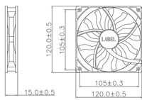 Ventilateur de refroidissement pour ordinateur POWERYEAR PY-1215H12B 120 mm 12 V CC 2100 tr/min 72,55 CFM à haut débit d'air, sans balais, double roulement à billes