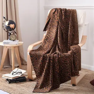 Wholesale Leopard Print Cotton Decorative Sofa Cover Blanket Photography Props Knitted Blanket Model House To Build Towel