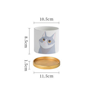 <span class=keywords><strong>Maceta</strong></span> de cerámica de <span class=keywords><strong>gatito</strong></span> bonito de dibujos animados con bandeja <span class=keywords><strong>maceta</strong></span> redonda de animal abstracto nórdico <span class=keywords><strong>maceta</strong></span> de planta verde suculenta de fresa - Product Image 3