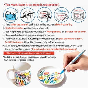 Rotuladores de Pintura Permanente <span class=keywords><strong>para</strong></span> Cerámica de 12 Colores, Marcadores de <span class=keywords><strong>Porcelana</strong></span> con Punta de Pincel de 0.5-5 mm, Marcadores de Pintura Acrílica Resistentes al Agua y a la Decoloración - Product Image 4