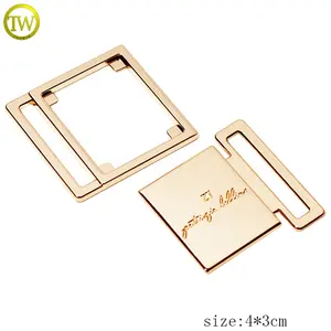 Custom Gold Bikini Strap Underwear Accessories Zinc Alloy Engraving Letter Slider Clasp Buckles For Swimwear