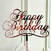 Nouveauté : Décoration de gâteau créative en acrylique « Joyeux Anniversaire » en anglais, 12,5 cm, fabriquée en Chine, pour table de desserts et décoration de gâteaux
