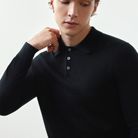 Vente en gros de pull en tricot de laine pour hommes personnalisés, col polo, bouton style décontracté 100% pull en tricot de laine