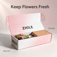 Boîte d'emballage florale en carton ondulé de luxe, imprimée, pour expédition de fleurs, élégante, réutilisable, haut de gamme, personnalisable pour boutiques