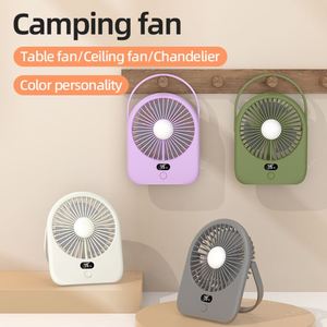 Usb Rechargeable Desk Portable Small Cooling <b>Fan</b> With Led Light Hanging <b>Standing</b> Use for Home Office - Product Image 2