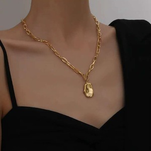 New odern <b>Simple</b> Double Chain Pendant <b>Necklace</b> Waterproof Stainless Steel <b>Gold</b> Plating Trendy Geometric Link for Jewelry Gifts - Product Image 4
