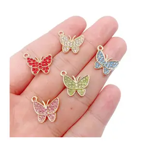 100Pcs Cute Butterfly Charms Accessories Wholesale DIY Earrings Findings DIY Jewelry Making Supplies Colorful Butterfly