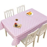 Nappe en PEVA à pois roses et blancs - Housse de table imperméable et anti-taches pour la maison et les fêtes