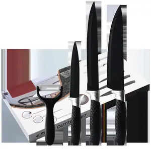 Baru 4 buah baja tahan karat lapisan hitam antilengket pisau dapur Set pengupas koki profesional pisau utilitas pisau buah