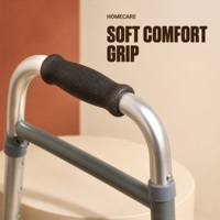 Déambulateur pliant pour soins à domicile avec poignées souples, hauteur réglable, roues avant et embouts en caoutchouc arrière pour le soutien de la mobilité en chambre