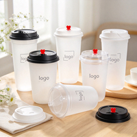 Gobelets jetables en PP en forme de U, écologiques, avec logo personnalisé, 90 mm, 12-24 oz, transparents et givrés, pour desserts, café et lait