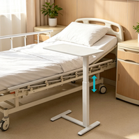Mesa Auxiliar Móvil Ajustable en Altura, Blanca y Resistente, para Uso Médico y Cuidado en el Hogar