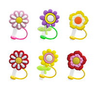 Embouts de paille à boire personnalisés 6-10mm mignon couvercle de paille fleur en silicone capuchon paille Topper couverture accessoires pour tasse