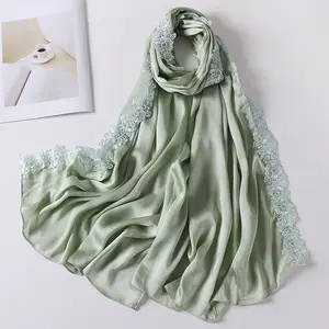 New fashion women's satin lace pleated muslim inner hijabs crystal for women head cover pearl chiffon headdress bonnet turban