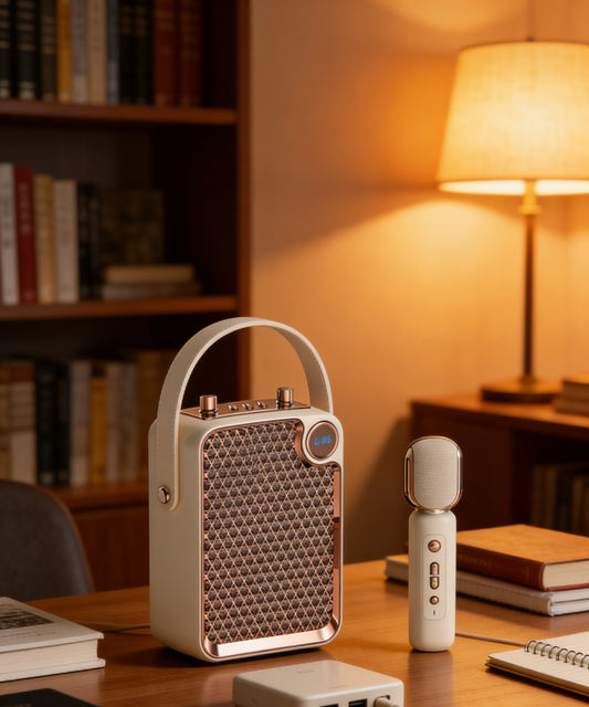 Wholesale Wireless  Speaker Dual Wireless Microphone Portable Karaoke Machine Stereo Bass Speaker for Holiday Gift