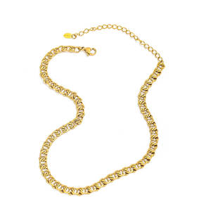 Joolim 18kゴールドメッキPVDチャンキーキューバ中空バンドチェーンチョーカーネックレス,女性用 - Product Image 2