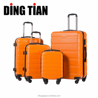Ensemble de 4 valises en plastique ABS, bagages portables, sacs de voyage, trousses de toilette, valises à roulettes avec valise de cabine de 16 pouces