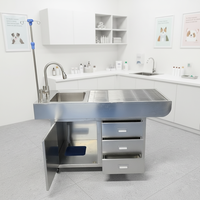 Produit pour animaux de compagnie 2026 Table multifonctionnelle en acier inoxydable pour l'élimination des déchets et le nettoyage des dents des animaux de compagnie avec tiroir de rangement/tube d'infusion