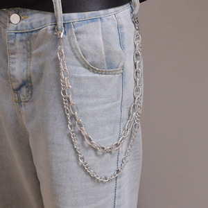 Chaîne de taille double couche gaufrée en argent tibétain, style Hip Hop Punk, pour usage quotidien - Product Image 2