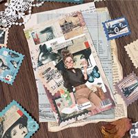 50 feuilles/paquet de stickers décoratifs pour journal créatif, collection Fantasia, thème timbres-poste