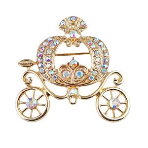 Broche en alliage écologique en forme de voiture citrouille, style conte de fées, avec strass colorés, baroque, vintage, pour femme - Product Image 5