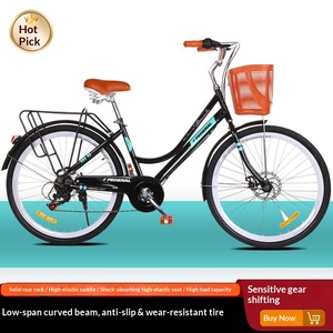 <span class=keywords><strong>Bicicleta</strong></span> para Hombre y <span class=keywords><strong>Mujer</strong></span>, Adultos, para Desplazamientos Diarios, 7 Velocidades, Frenos de Disco Dobles, Cuadro de Acero al Carbono, 24/26 Pulgadas, Estilo Vintage, Suministro Directo de Fábrica - Product Image 5