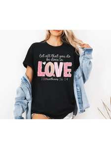 T-shirt Love da donna, girocollo, manica normale, stampa cuore di San Valentino, stile casual, 100% cotone jersey, per tutte le stagioni - Product Image 1