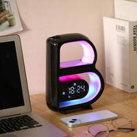Haut-parleur de charge sans fil 20W avec horloge LED et lumière d'ambiance RVB, Bluetooth pour chambre à coucher et bureau