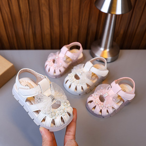 Sandales d'été à semelle souple pour tout-petits, chaussures antidérapantes à nœud pour bébés, chaussures de princesse pour enfants, chaussures pour petites filles pour les fêtes - Product Image 1