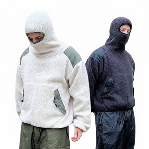 Vente en gros Sweatshirt à capuche Sherpa Ninja avec poches personnalisées hiver épais chaud solide imprimé en 3D taille XS polaire lourde de couleur bleue - Product Image 1