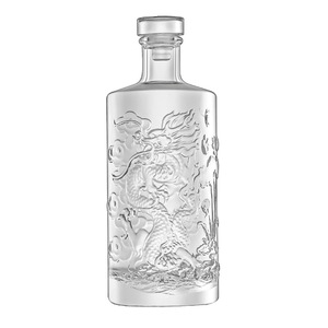 Vente en gros Bouteille distributeur vide transparente de 500ml personnalisée Bouteille de vin en verre avec dragon chinois - Product Image 4