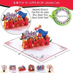 Carte de vœux 3D pop-up Super Maman, cadeau pour la fête des mères, carte en papier avec impression numérique et vernissage UV - Product Image 2