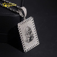 Pendentif Moissanite Rectangulaire Jésus pour Homme en Argent 925, Style Hip Hop Iced Out, Testeur de Diamant Inclus