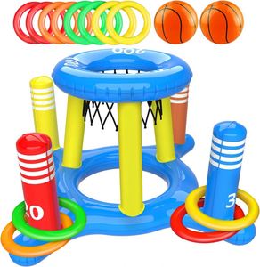 ชุดเกม 2in1 ห่วงบาสเก็ตบอลลอยน้ำและห่วงบาสเก็ตบอล สำหรับเด็กอายุ 4-8-12 ปี ของเล่นลอยน้ำสำหรับสระว่ายน้ำ ของเล่นกลางแจ้งสำหรับเด็กช่วงฤดูร้อน - Product Image 1