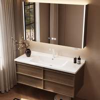 Meuble-lavabo de salle de bain moderne de style vintage avec miroir rectangulaire Cuvette en céramique intégrée Ligne squelette Lavabo combiné