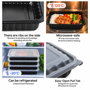 Conteneur alimentaire à compartiment unique en PP, adapté au micro-ondes, avec couvercle, pour les collations à emporter - Product Image 3
