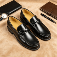 Mocassins en cuir pour hommes de haute qualité, à semelle épaisse, faits à la main en cuir véritable, à enfiler, pour tenue habillée ou décontractée