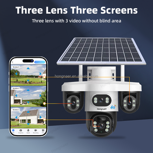 Caméra de surveillance sans fil alimentée par énergie solaire Hongnaer 12MP, caméra IP PTZ <span class=keywords><strong>3</strong></span>, V380 Pro, <span class=keywords><strong>3</strong></span> objectifs, carte SIM 4G, caméra de sécurité solaire - Product Image 3