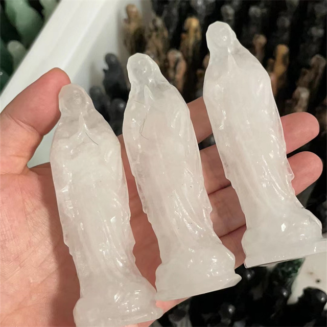 clear quartz crystal Holy Virgin statue