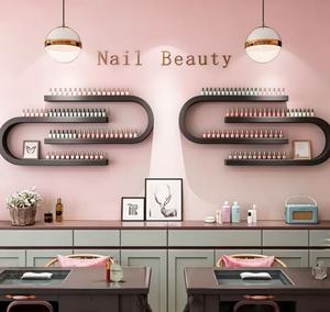 Modern <b>wall</b>-mounted black iron nail polish display rack for beauty salons and nail parlors - Product Image 1