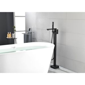 Grifo de Bañera Independiente Negro Mate de 37.6 Pulgadas con Montaje en Suelo y Ducha de Mano de Chorro Suave para Apartamentos - Product Image 3