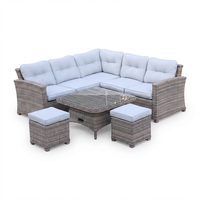 Ensemble de canapé en rotin d'extérieur avec cadre en aluminium et table relevable réglable en hauteur, meubles de jardin pour la terrasse