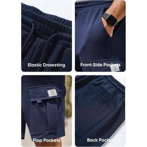 2025 <b>Men's</b> Cargo Sweat Shorts Casual Drawstring Elastic Waist Cotton <b>Jogger</b> Gym Workout with 5 Pockets Woven Logo Decoration - Product Image 4