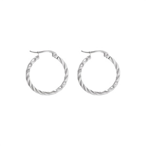 Boucles d'oreilles créoles torsadées simples en acier inoxydable plaqué or 25mm 40mm pour femmes, bijoux de mode en gros - Product Image 2