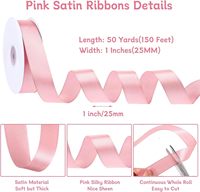 Pita Satin Polos Warna Pink 100% Poliester Woric Lebar 1 Inci Panjang 50 Yard Tahan Susut Untuk Karangan Bunga Wisuda, Hiasan Rambut, Buket Bunga, Kerajinan Tangan