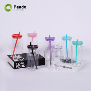 Bidon en plastique réutilisable Offre Spéciale de 16oz pour des pots de maçon d'enfants <span class=keywords><strong>tasse</strong></span> acrylique de pp avec le couvercle et la paille pour des enfants - Product Image 5