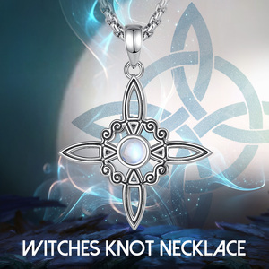 Changda <span class=keywords><strong>buena</strong></span> <span class=keywords><strong>suerte</strong></span> Wicca mujer piedra lunar <span class=keywords><strong>brujas</strong></span> nudo joyería colgante collar - Product Image 4